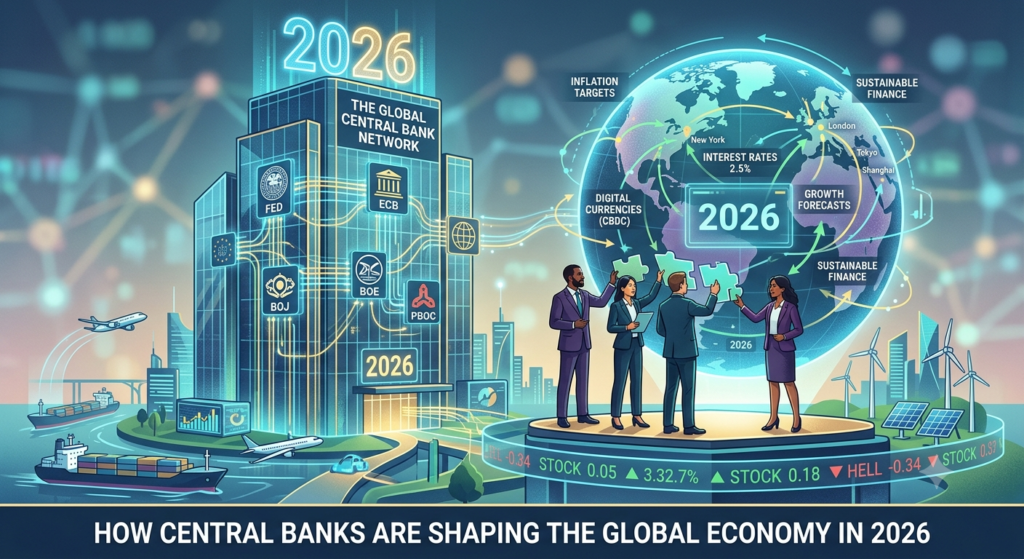 buatkan gambar untuk artikel judul How Central Banks Are Shaping the Global Economy in 2026
